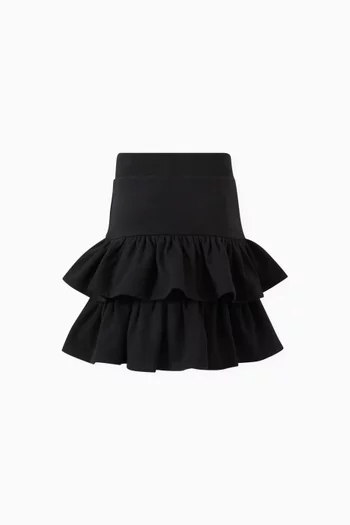 Logo Ruffle Skirt in Cotton