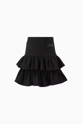 Logo Ruffle Skirt in Cotton