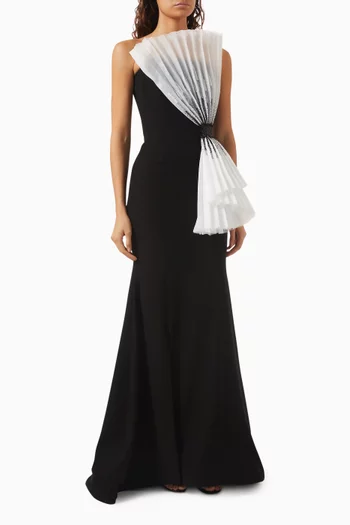 فستان سهرة بقصة حورية البحر بطيّات كريب مطاطي