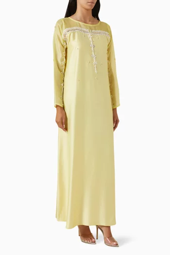 Pearl-embellished Kaftan in Crepe