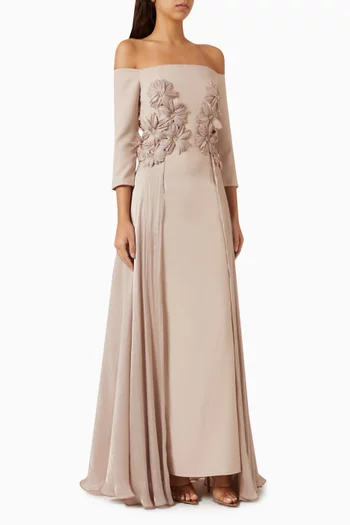 Floral Off-shoulder Maxi Dress