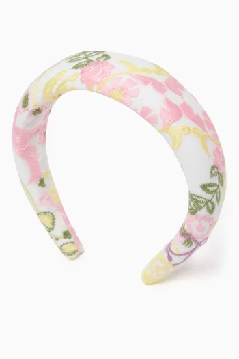 Fiona Floral-embroidered Headband in Cotton