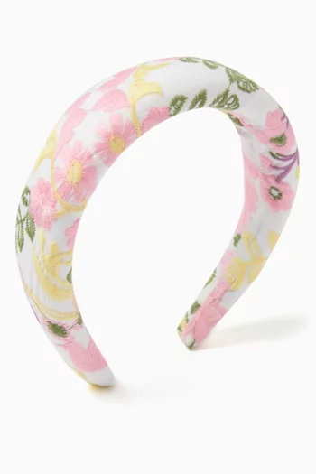 Fiona Floral-embroidered Headband in Cotton