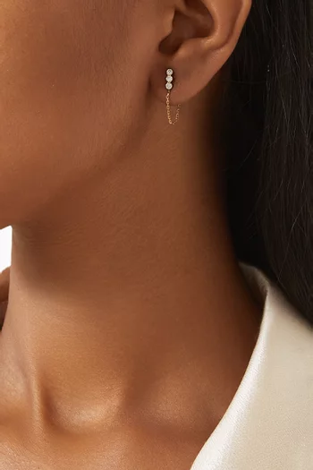 Single Trio Diamond Chain Stud iEarring n 18kt Gold