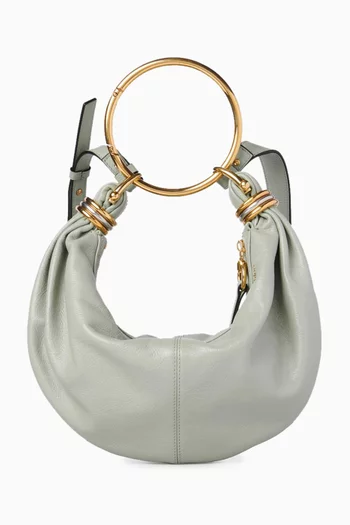 Small Bracelet Hobo Bag in Shiny Grained Leather