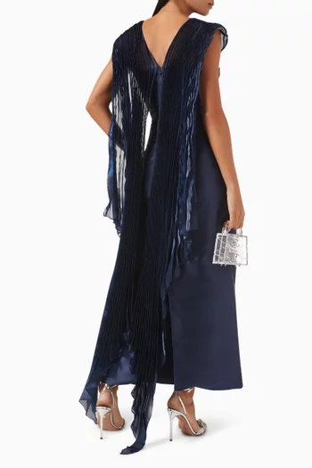 Cape Maxi Dress in Satin & Organza