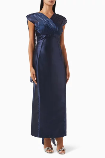 Cape Maxi Dress in Satin & Organza