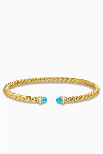 Cablespira® Turquoise & Diamond Flex Bracelet in 18kt Gold