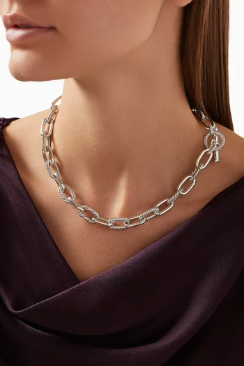Madison® Pavé Toggle Chain Necklace in Sterling Silver
