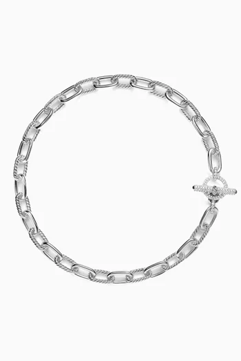 Madison® Pavé Toggle Chain Necklace in Sterling Silver