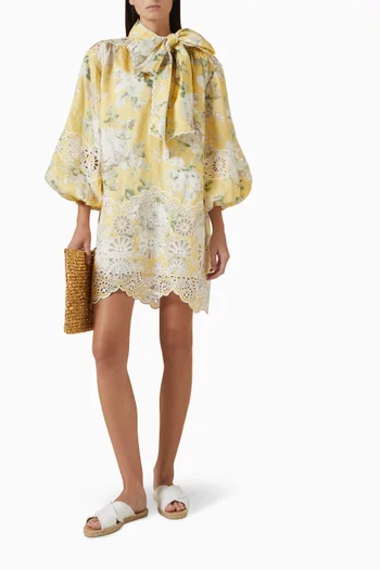 Acacia Tie Mini Dress in Linen