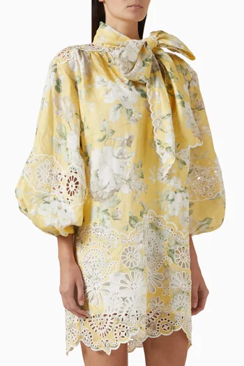 Acacia Tie Mini Dress in Linen