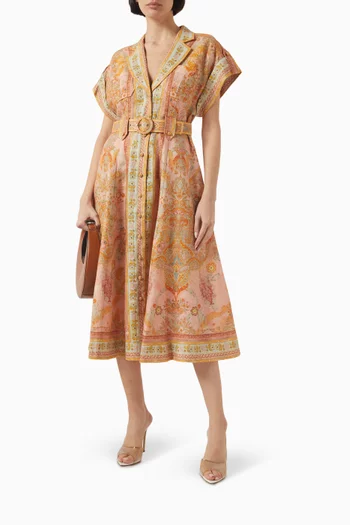 Acacia Midi Shirt Dress in Linen