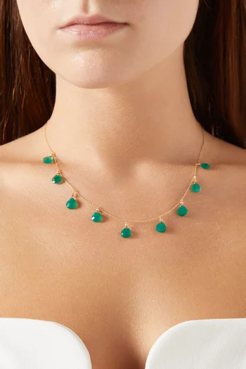 قلادة جيبسي كبيرة مرصعة بالعقيق ذهب أصفر عيار 18