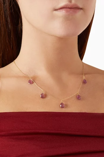 قلادة جيبسي كبيرة مرصعة بياقوت ذهب أصفر عيار 18