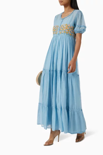 Munich Embroidered Maxi Dress in Cotton-silk