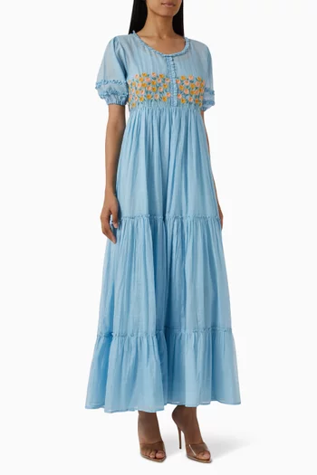 Munich Embroidered Maxi Dress in Cotton-silk
