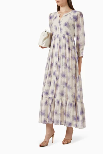 Lima Floral Midi Dress in Cotton-silk