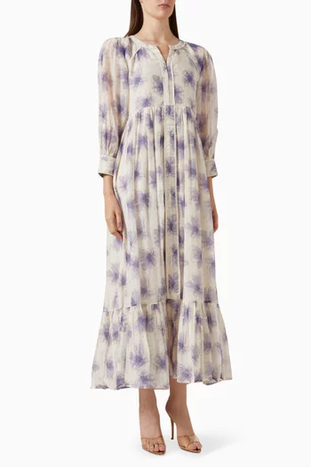 Lima Floral Midi Dress in Cotton-silk