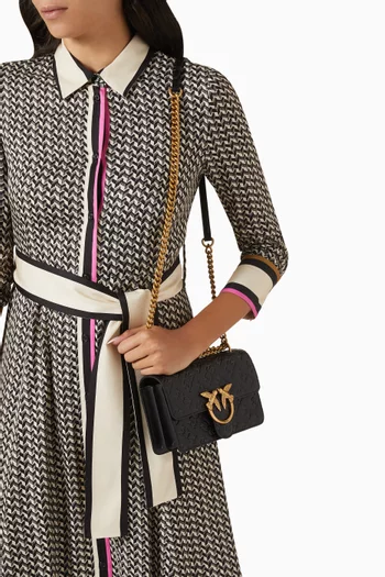 Mini Love One Crossbody Bag in Logo-embossed Leather