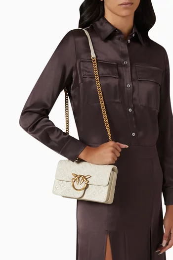 Mini Love One Crossbody Bag in Logo-embossed Leather