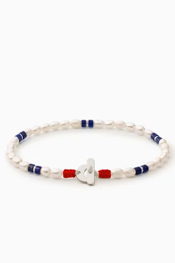 Cash Lapis Pearl Bracelet in Sterling Silver
