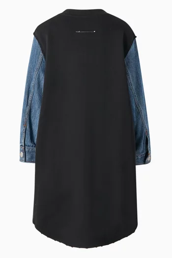 Logo Dress with Denim Sleeves