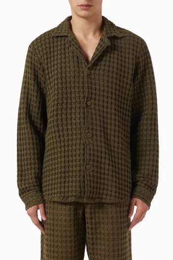 قميص تيرتل بياقة بنمط كوبي بنسيج وافل