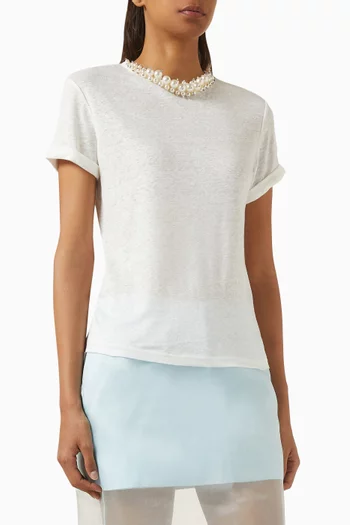 Crush Embellished T-shirt in Linen