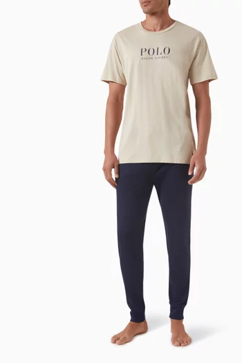 بنطال رياضي للنوم بشعار الماركة مزيج قطن