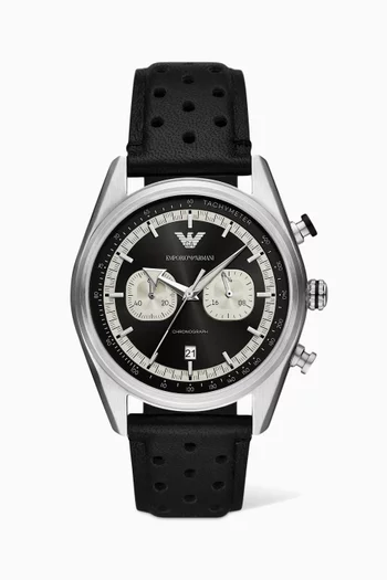 Racer Chronograph Leather Watch, 42mm