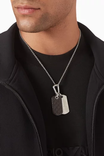 Eagle Logo Dog Tag Necklace in Stainless Steel & Leather