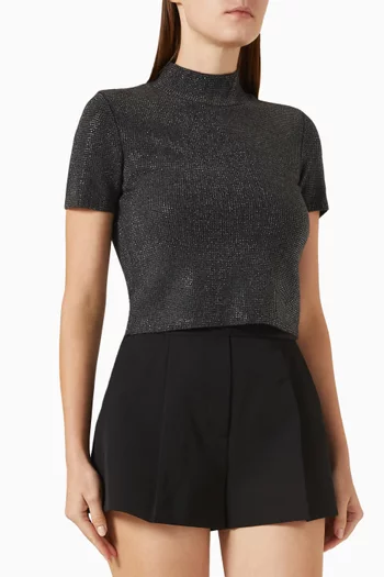 Crystal-embellished T-shirt in Wool Blend