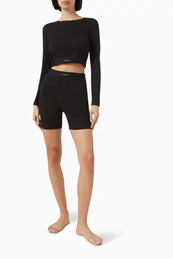 Ribbed Biker Shorts in Cotton