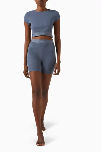 Ribbed Biker Shorts in Cotton