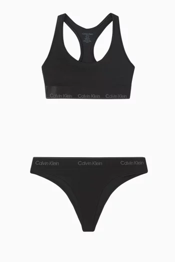 Buy Calvin Klein Black Modern Bralette Thong Set in Cotton For Women Online Ounass Bahrain