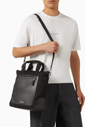 Small Shopper Tote Bag in Nylon & Leather