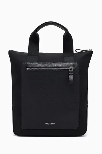 Small Shopper Tote Bag in Nylon & Leather