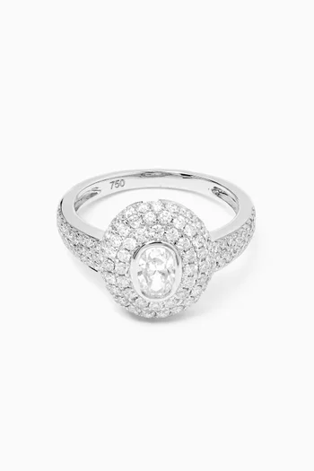 Oval Diamond Ring in 18kt White Gold