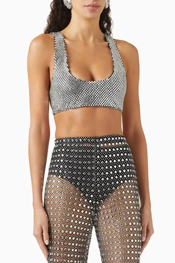 Crystal-embellished Crop Top