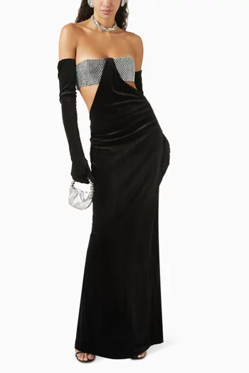 Crystal-embellished Bra Maxi Dress