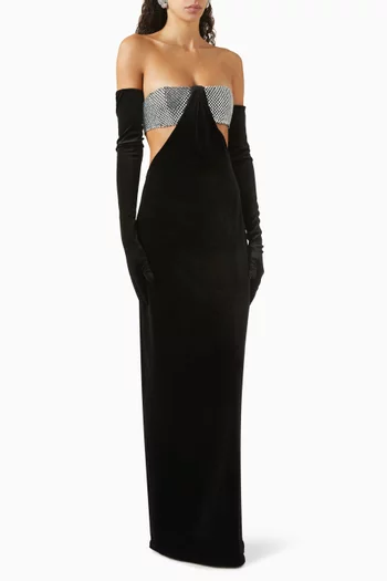 Crystal-embellished Bra Maxi Dress