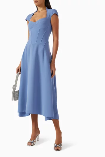 فستان متوسط الطول بنمط مشد فيسكوز