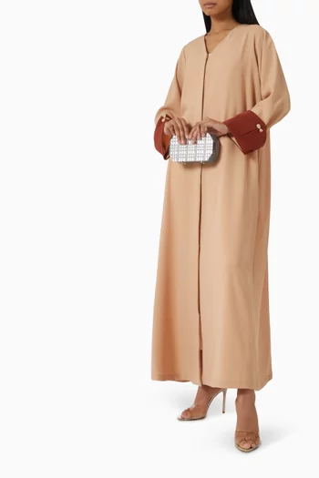 Savana Contrast-trim Abaya in Crepe