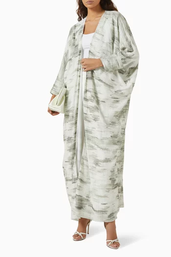 Marble-print Abaya in Cotton Blend