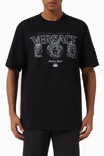 Buy Versace Black Medusa Logo print T shirt in Cotton For Men Online Ounass Bahrain