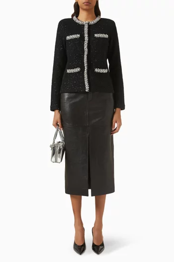 Crystal-trim Cardigan in Sequin-knit