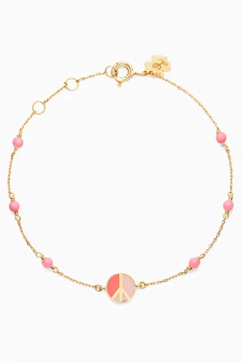 Peace Enamel Grigri Bracelet in 18kt Gold