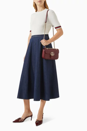 Mini GG Marmont Shoulder Bag in Matelassé Chevron Leather