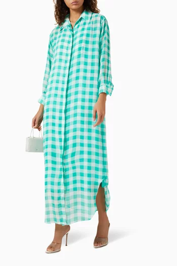 Check Longline Shirt in Chiffon